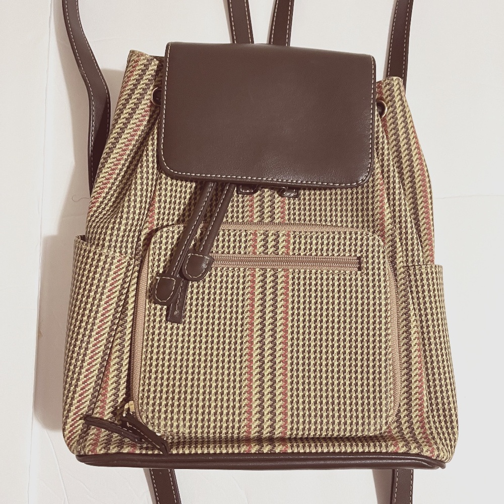 Liz Claiborne 90s Women's Drawstring Plaid Backpack